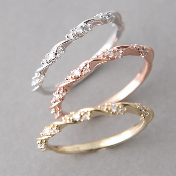 CZ Elegant Single Ribbon Ring White Gold - kellinsilver.com