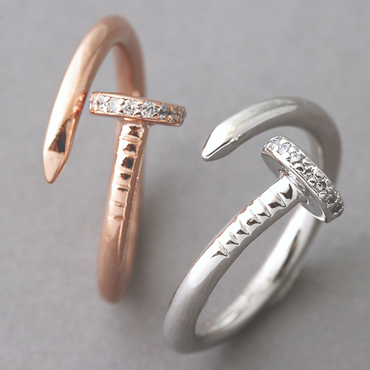CZ White Gold Nail Ring Sterling Silver - kellinsilver.com