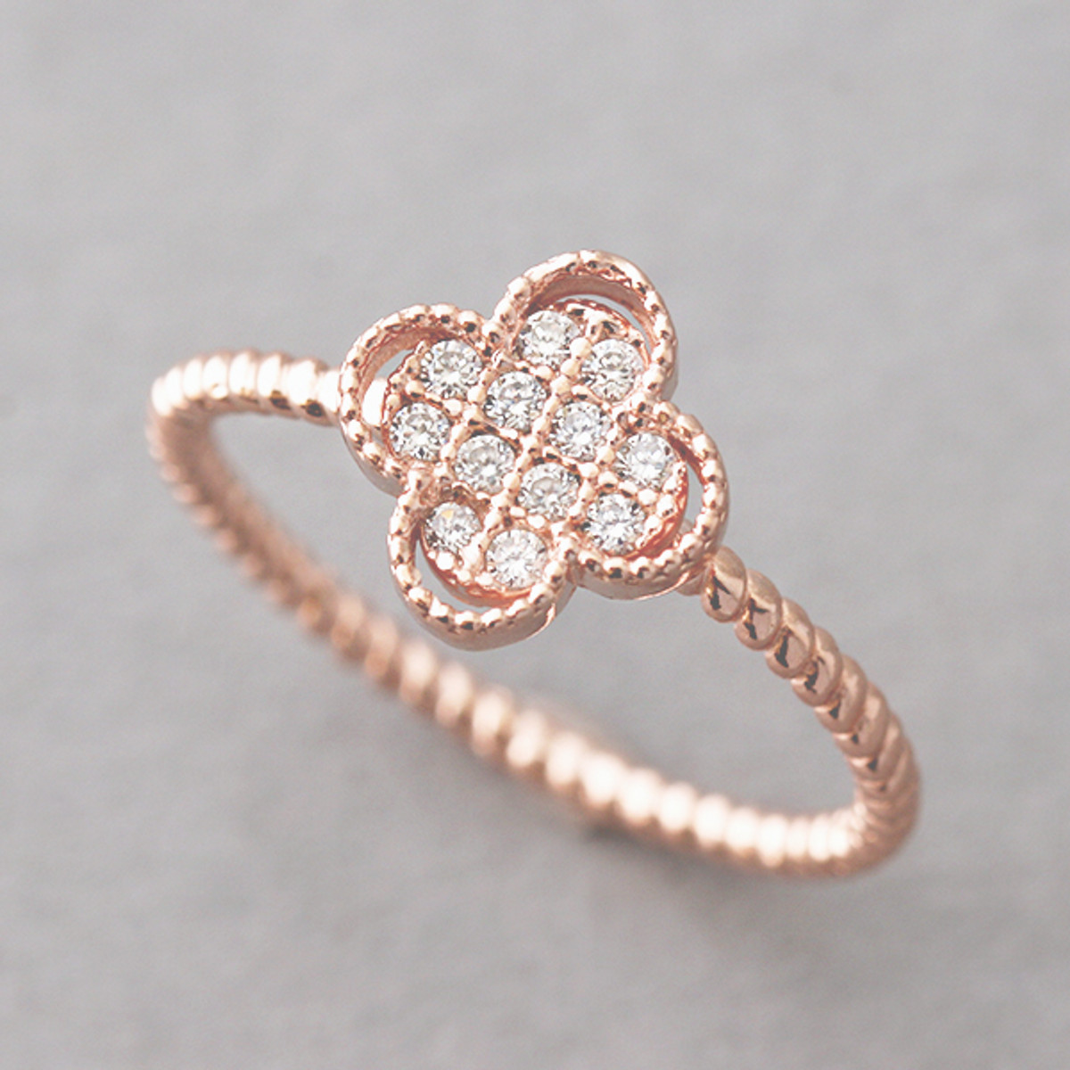 Four Leaf Clover Ring Sizes 5-10 925 Sterling Silver Or Yellow Rose Gold  Finish
