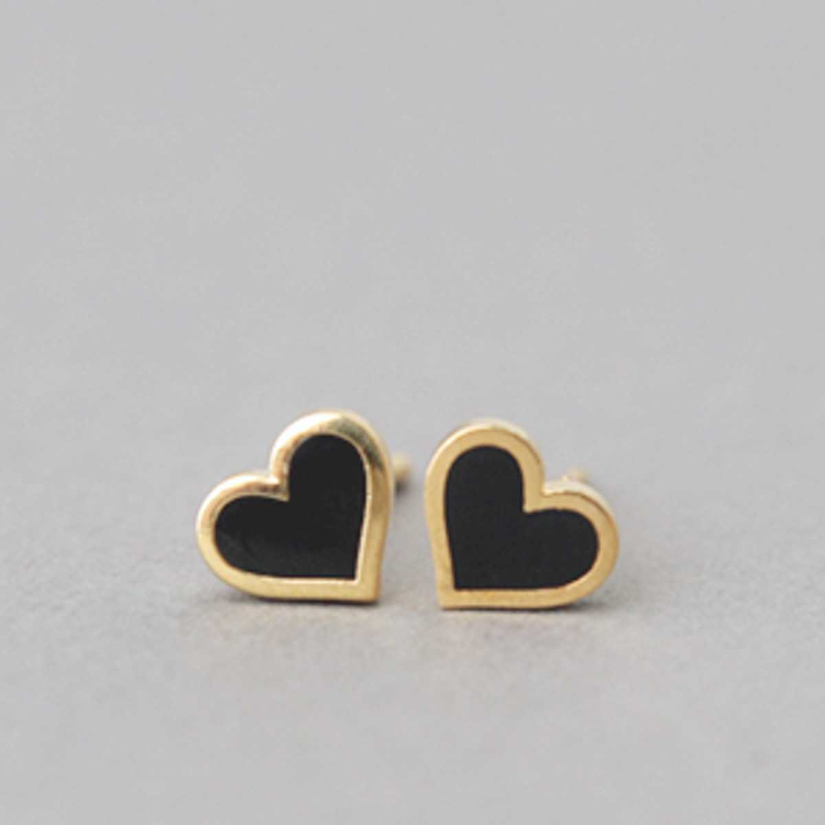 Black Heart Stud Earrings Silver Post - kellinsilver.com