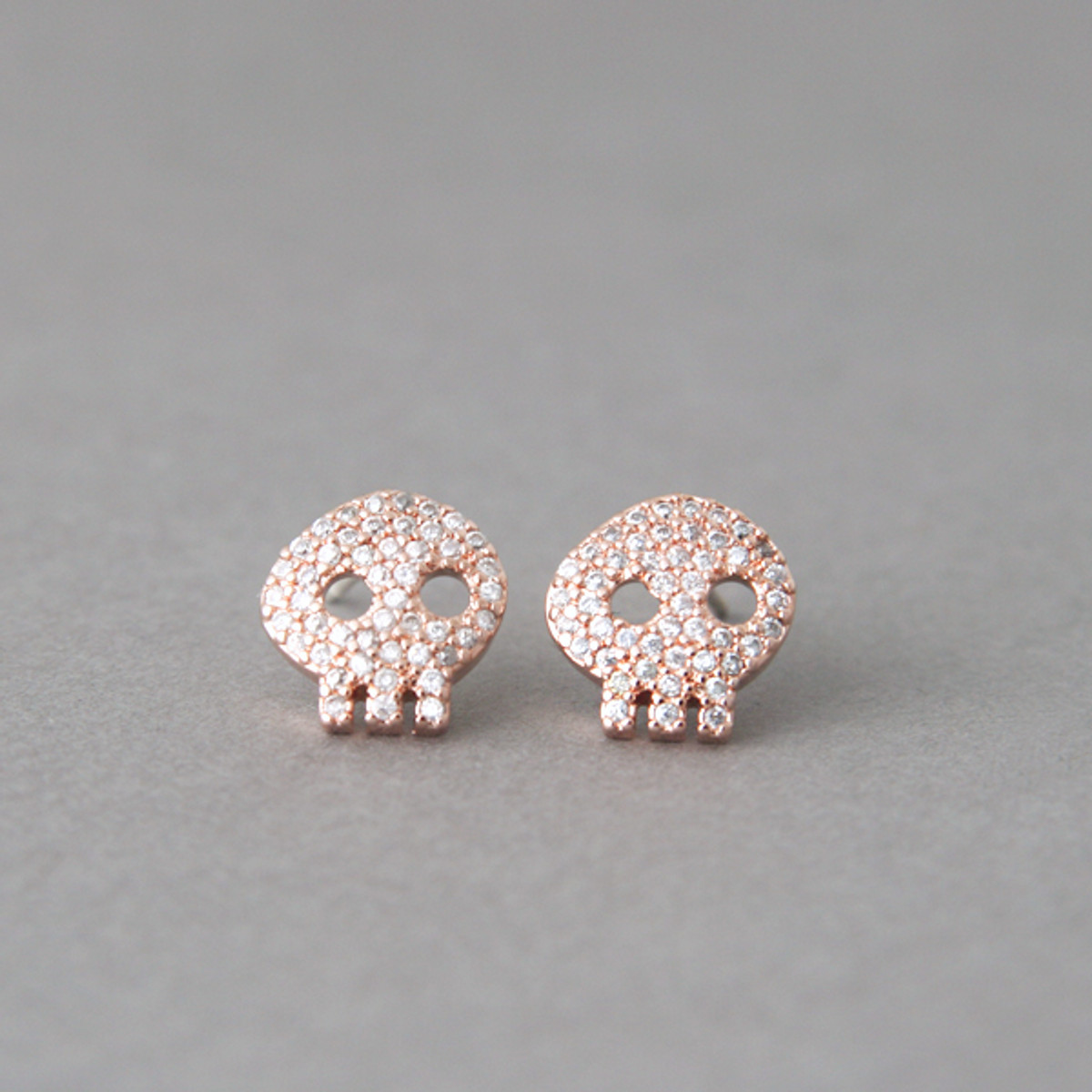 Swarovski Rose Gold Skull Earrings 