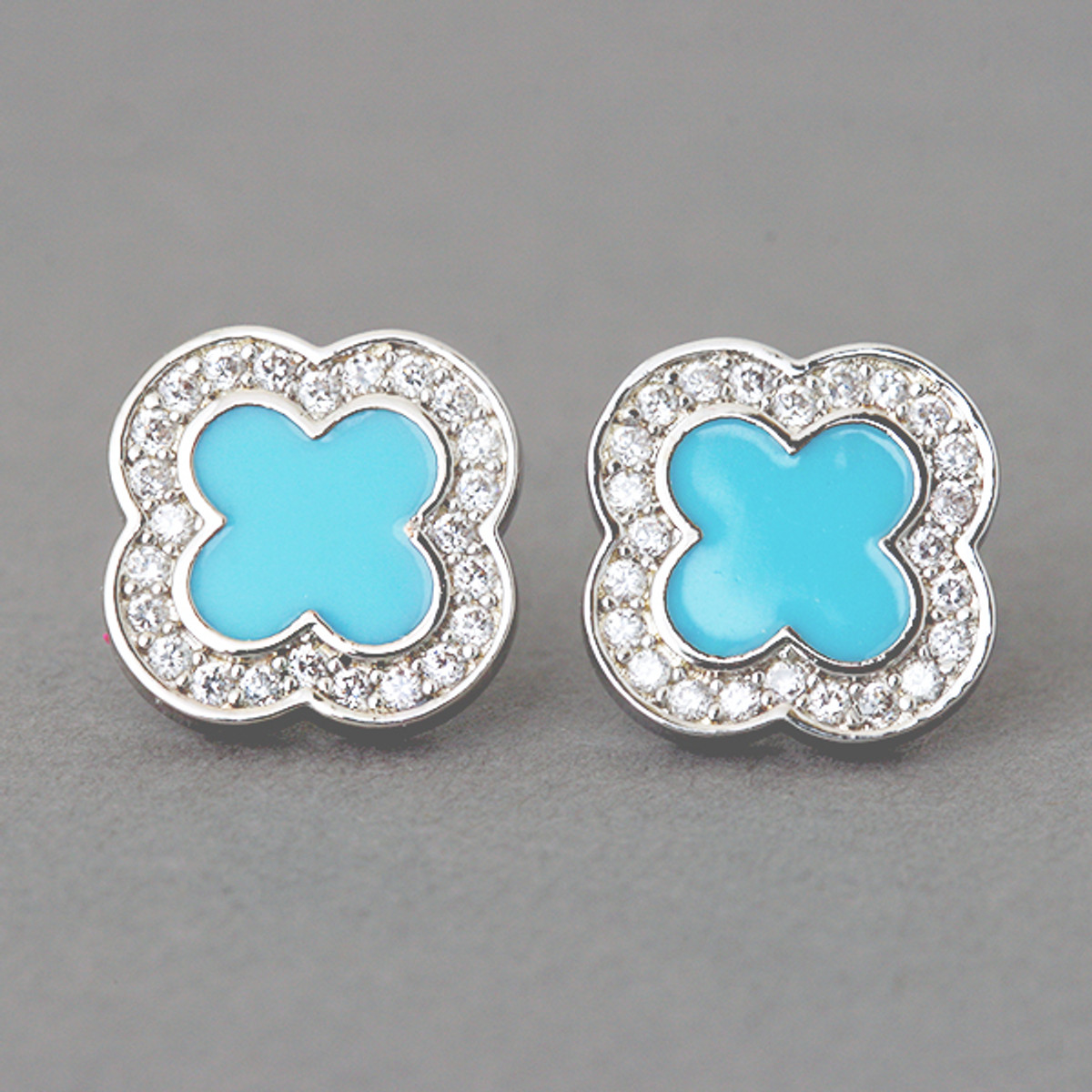 Turquoise Four Leaf Clover Earrings Studs Sterling Silver ...