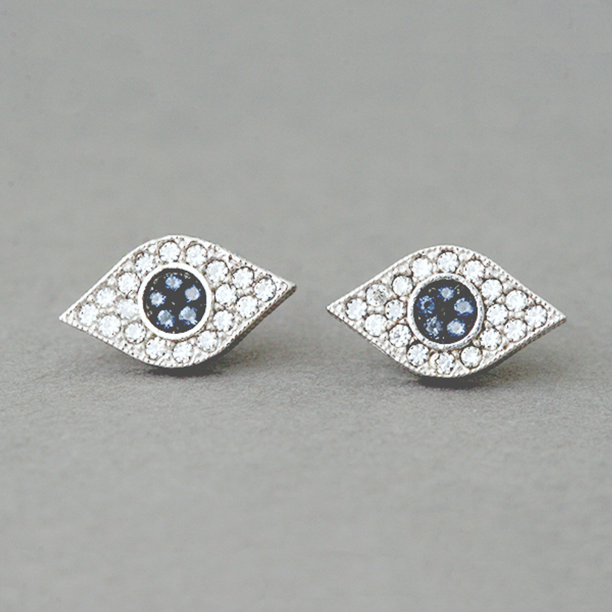 Evil eye stud earrings white gold Clearance