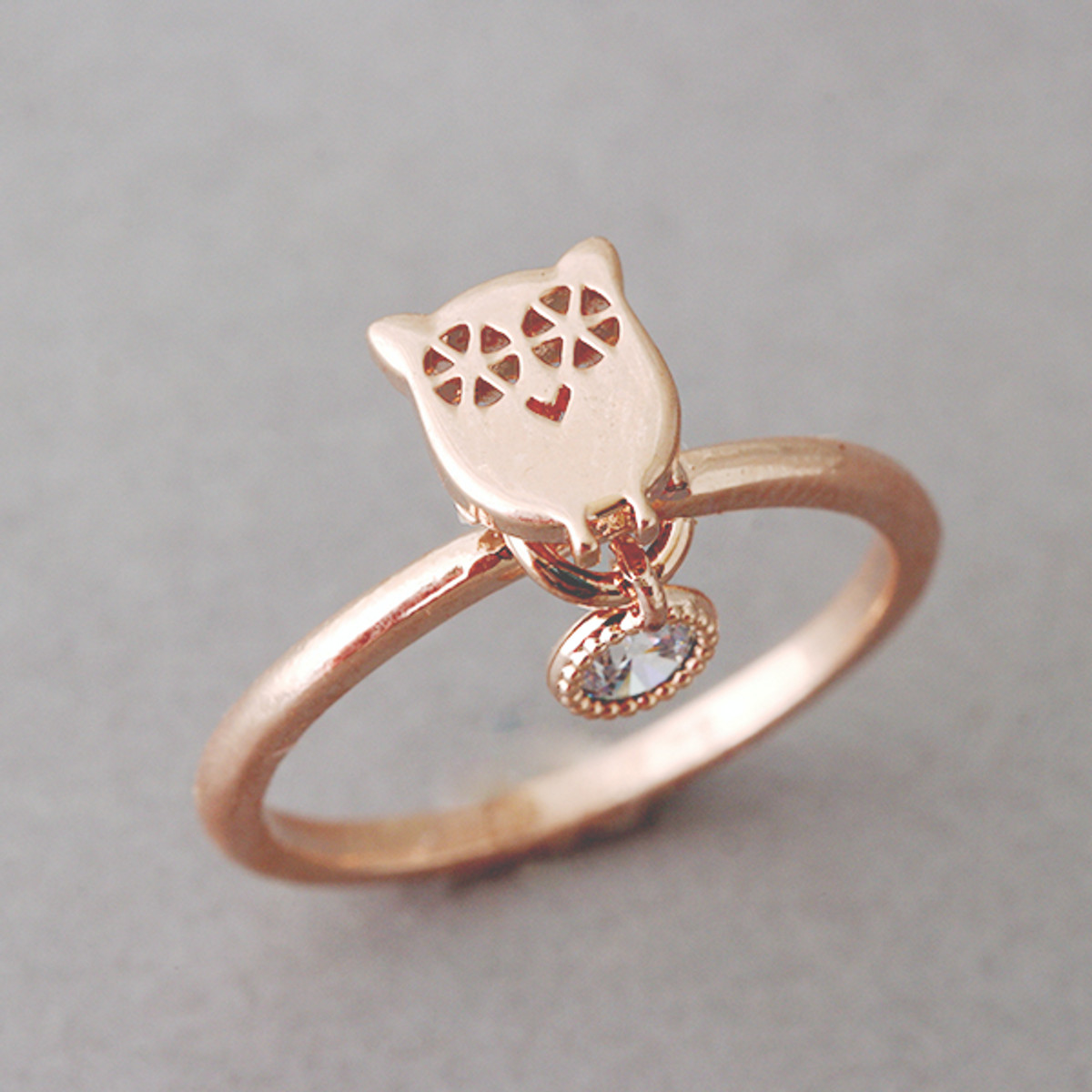 Lucky Charm Owl Ring Rose Gold - kellinsilver.com