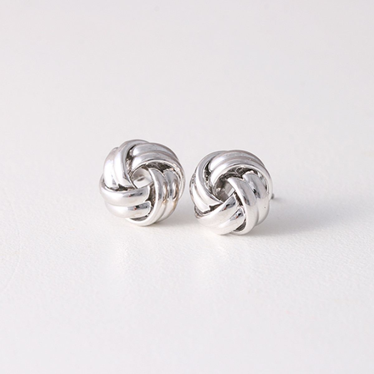 Classic White Gold Love Knot Earrings Studs Silver Post - kellinsilver.com
