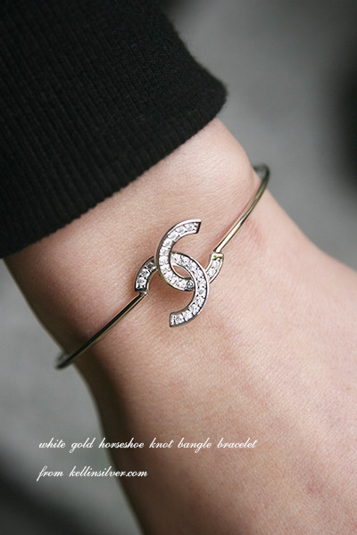 Swarovski White Gold Horseshoe Knot Bangle Bracelet