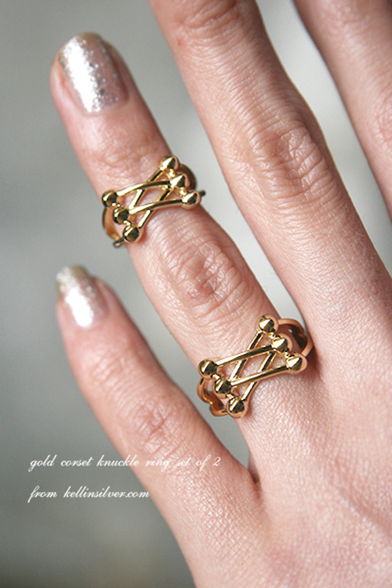 gold knuckle ring set