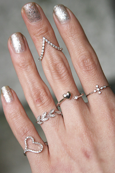 CZ Olive Leaf Wrap Ring White Gold