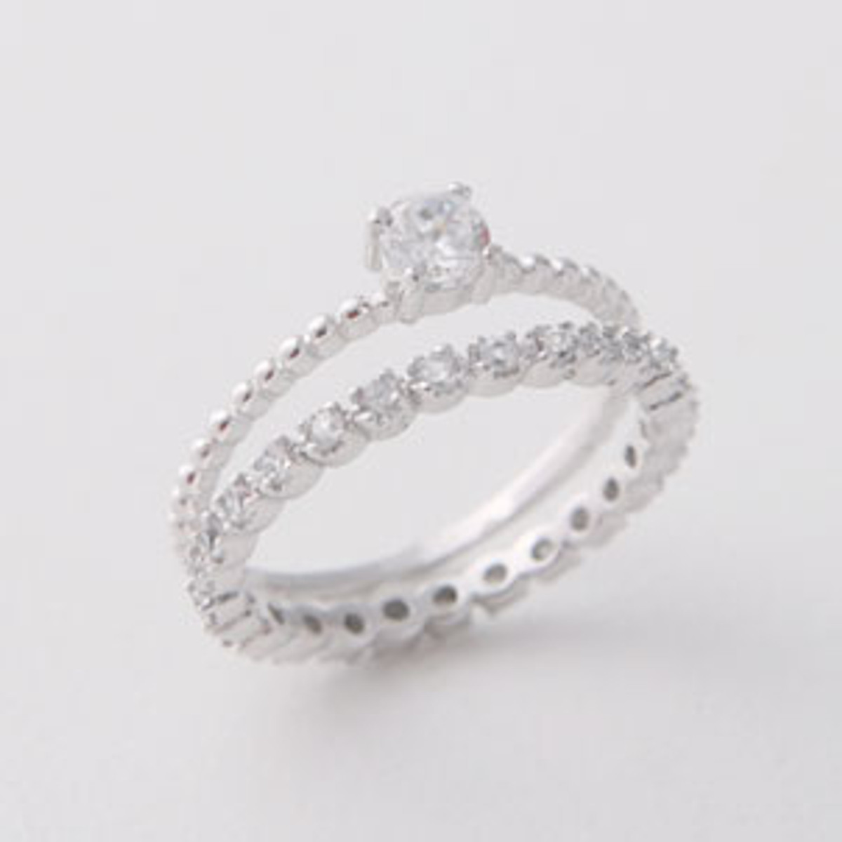 TwoBirch Sterling Silver Channel Set Round Eternity Band with Milgrained Edges Set with CZ 0.93 ct. twt. 