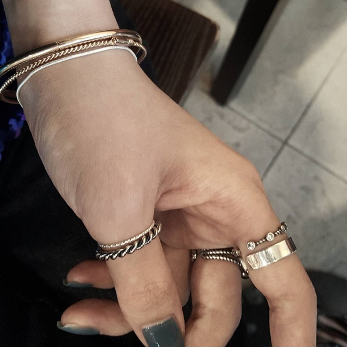 Grande sterling silver hammered hook & eye bracelet | Shannon Carney Jewelry