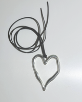 XL Open Heart Choker Necklace in Black Suede on kellinsilver.com