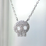White Gold Swarovski Skull Necklace Sterling Silver from kellinsilver.com