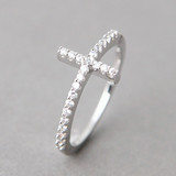 White Gold CZ Sideways Cross Ring Sterling Silver from kellinsilver.com White Gold CZ Sideways Cross Ring Sterling Silver from kellinsilver.com