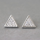 Swarovski Triangle Stud Earrings White Gold