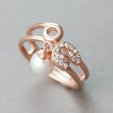 Shell Pearl Charm CZ Rose Safety Pin Ring Sterling Silver from kellinsilver.com