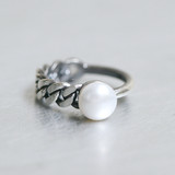 Oxidized Sterling Silver Asymmetric Band Pearl Ring from kellinsilver.com