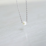 Solitaire Tiny Freshwater Pearl Necklace Sterling Silver from kellinsilver.com