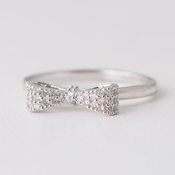 Vintage Size Pave Four Leaf Clover Ring Rose Gold in Sterling Silver