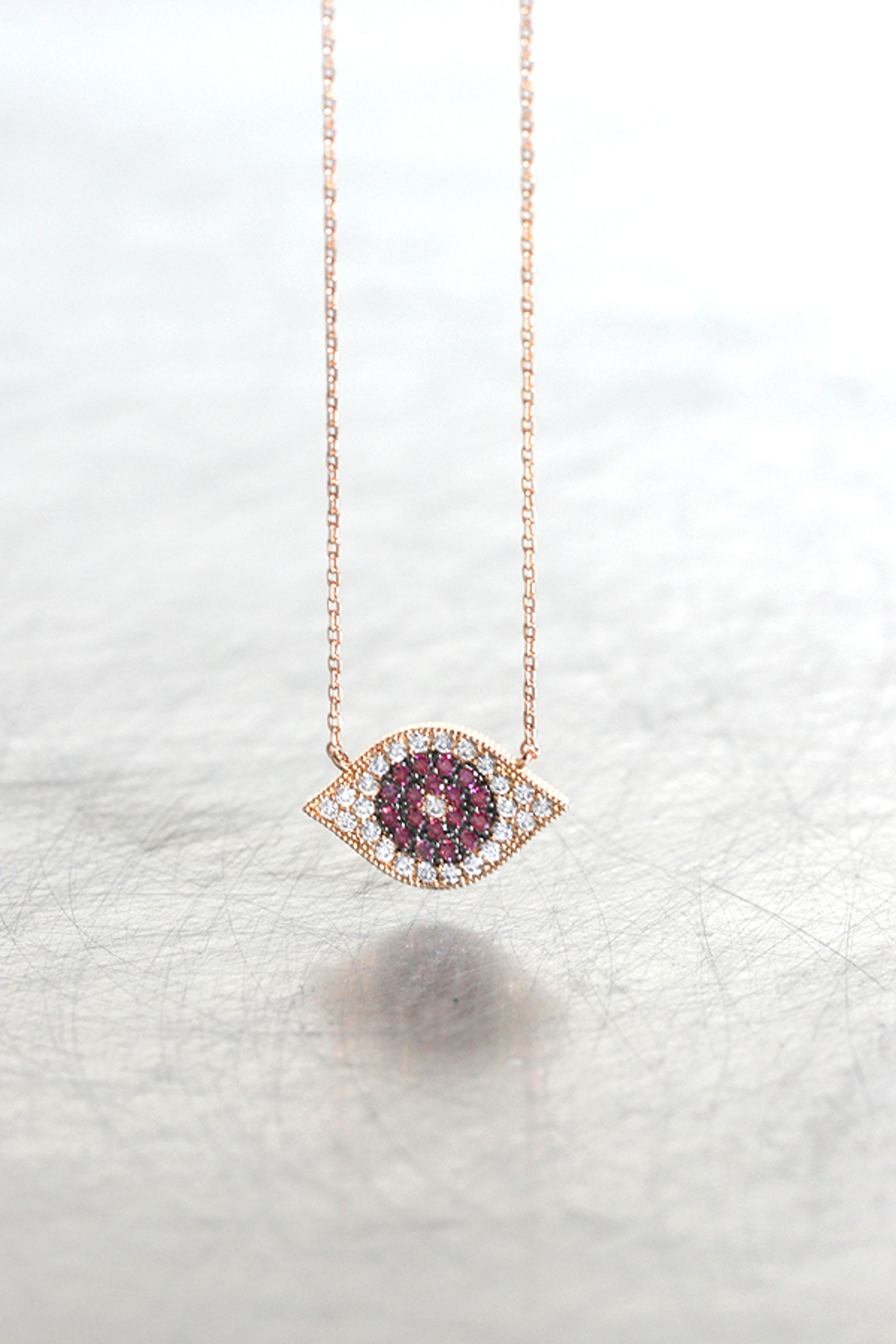 Rose gold evil eye necklace Clearance