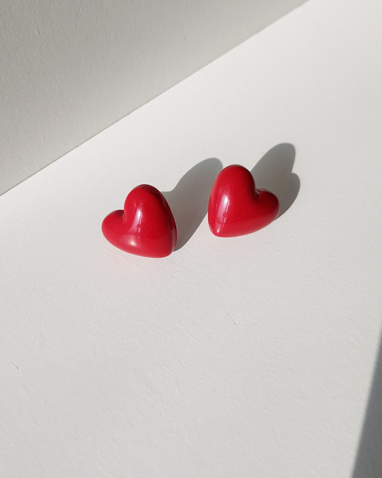 Gold Love Heart Studs Earrings