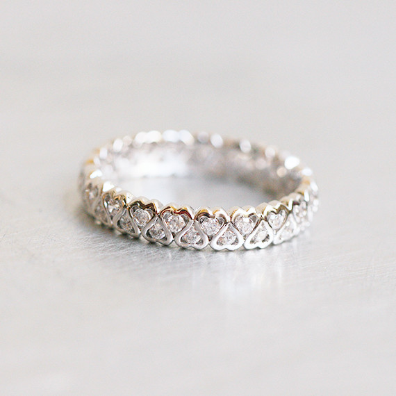 CZ Heart Eternity Band Ring Rose Gold