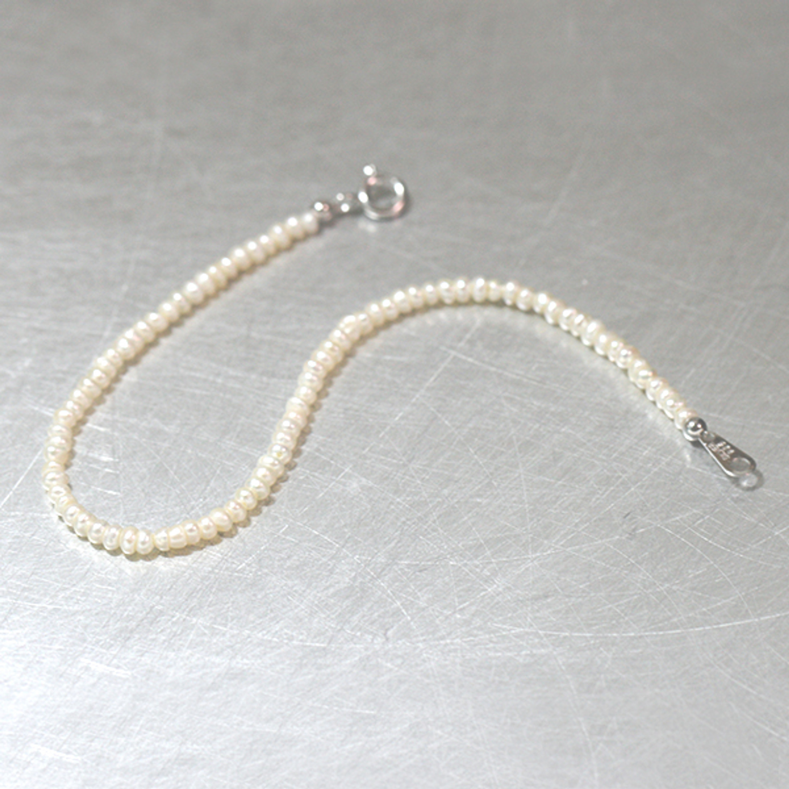 1mm Freshwater Button Pearl Strand Necklace Sterling Silver ...