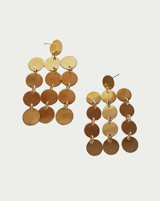 Gold Curved Thread Dangle Earrings Sterling Silver