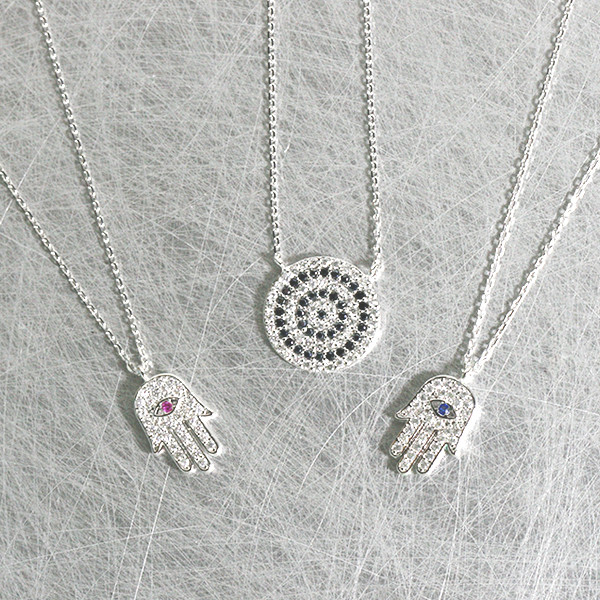 JERWLI Bracciale In Argento Sterling 925 Con Occhio Evil Eye E Hamsa A Strati - Portafortuna, Regalo Per Lei