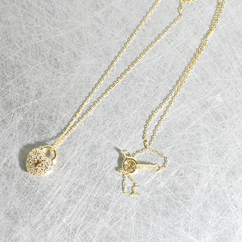 CZ Gold Heart Rock Charm Necklace Sterling Silver from kellinsilver.com