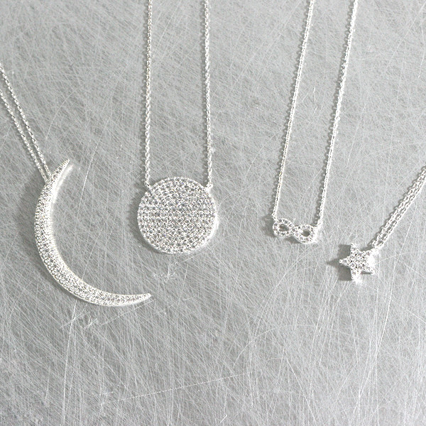 Swarovski White Gold Crescent Moon Long Necklace Sterling Silver from kellinsilver.com