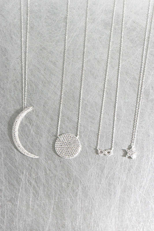 Swarovski White Gold Crescent Moon Long Necklace Sterling Silver from kellinsilver.com