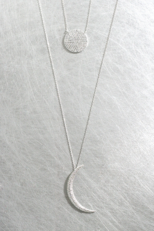 Swarovski White Gold Pave Disc Necklace Sterling Silver at kellinsilver.com