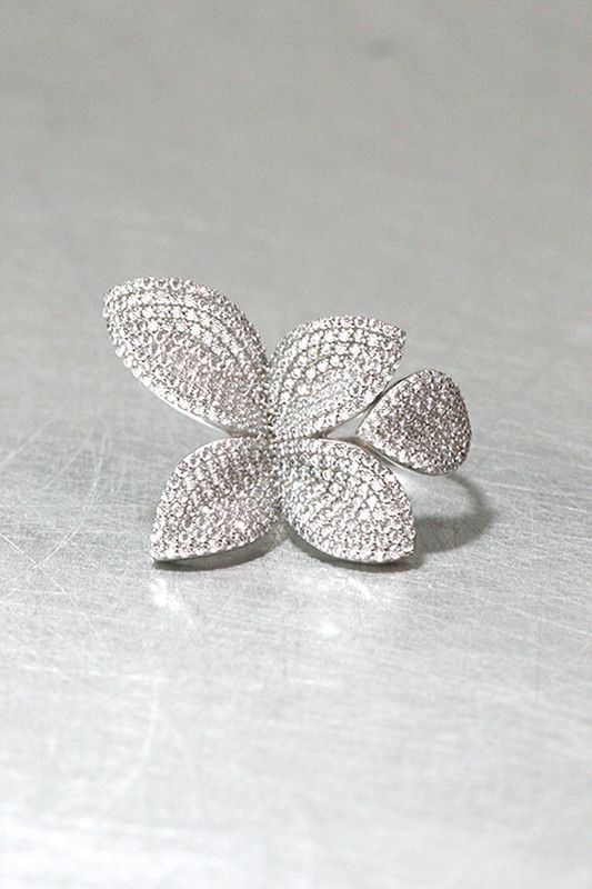 CZ Pave Fine Flower Ring Cuff Sterling Silver from kellinsilver.com