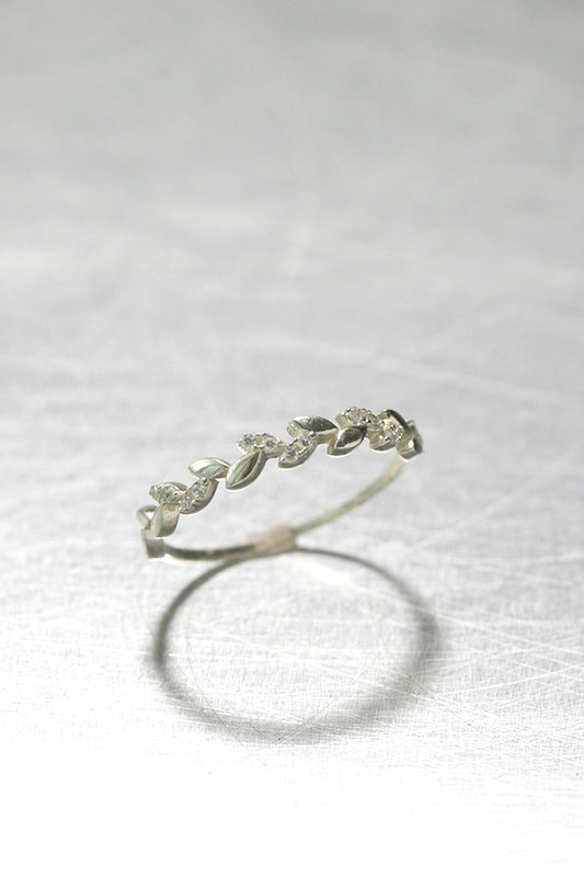 Dainty CZ Olive Leaf Ring Sterling Silver from kellinsilver.com