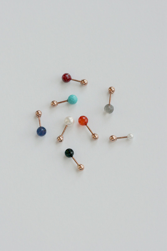 14k Rode Gold Gemstone Ball Piercing Earrings from kellinsilver.com