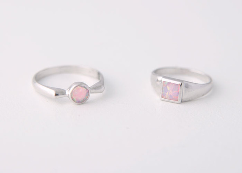 Square Opal Ring Sterling Silver