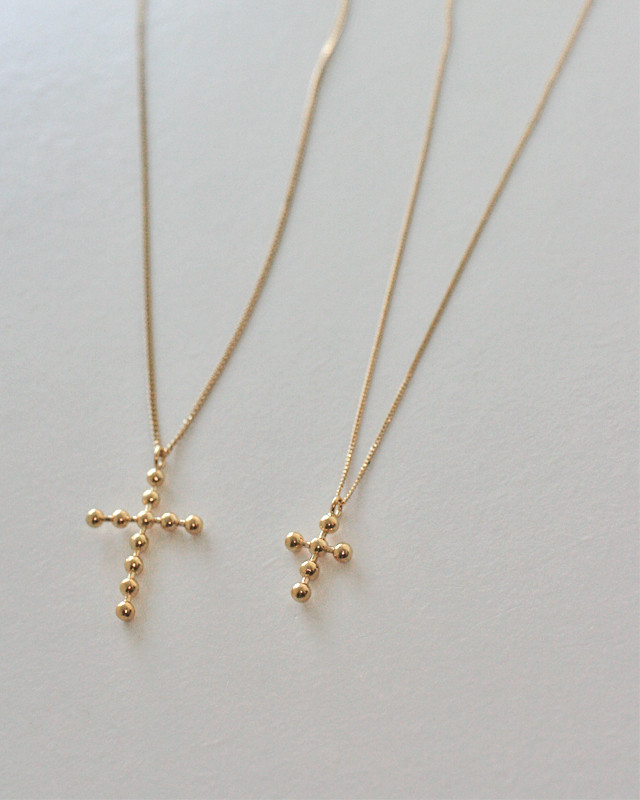 Small Dot Gold Cross Necklace Sterling Silver from kellinsilver.com