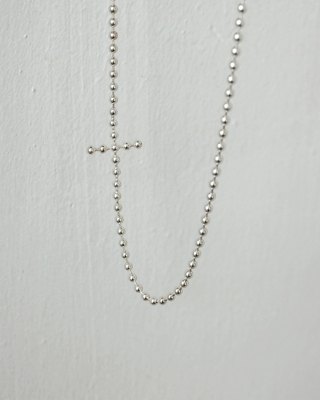 Bubble Sideways Cross Necklace Sterling Silver