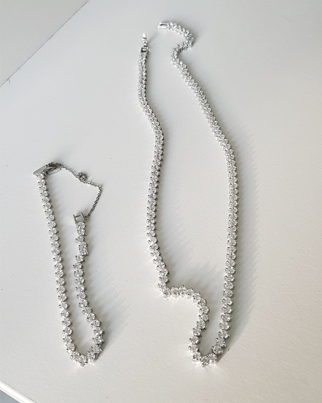 CZ Marquis Tennis Chain Necklace Sterling Silver from kellinsilver.com