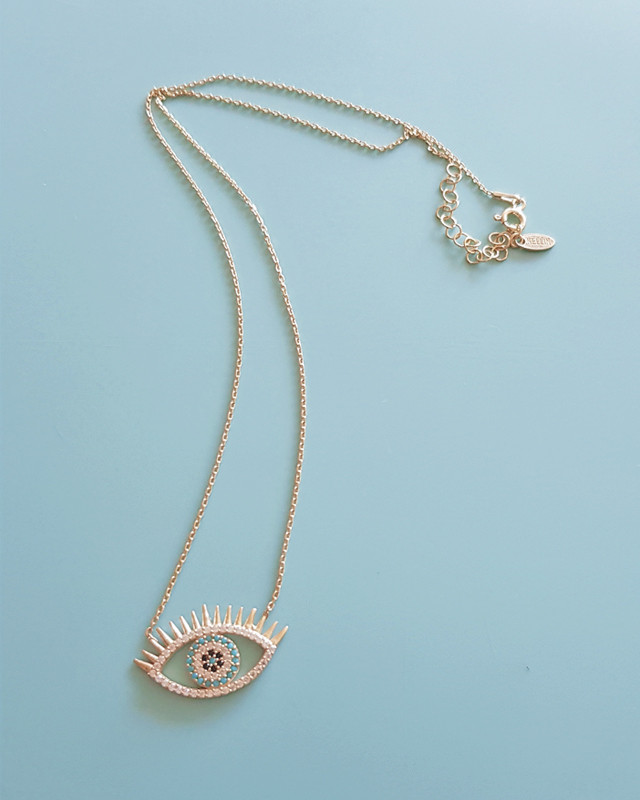 Eyelash Evil Eye Necklace Sterling Silve from kellinsilver.com