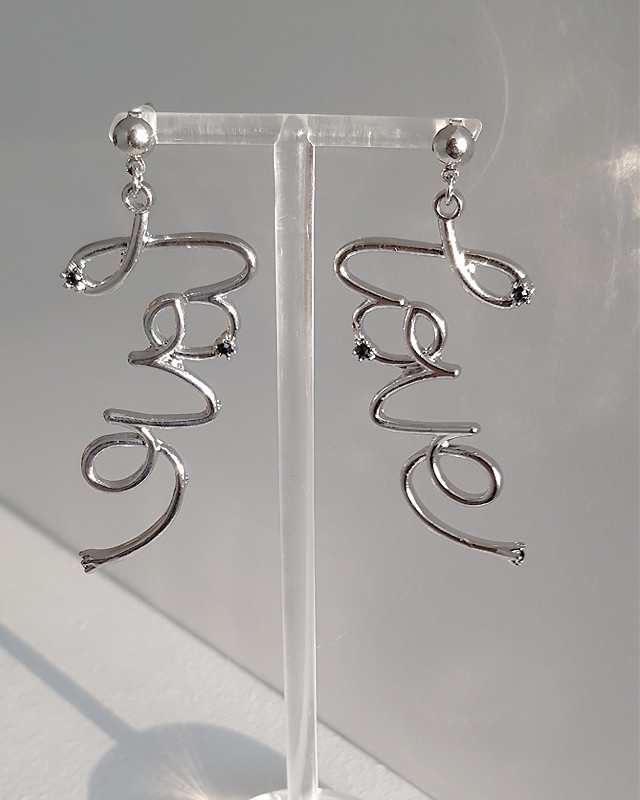 Love Script Earrings Fashion Jewelry from Kellinsilver.com