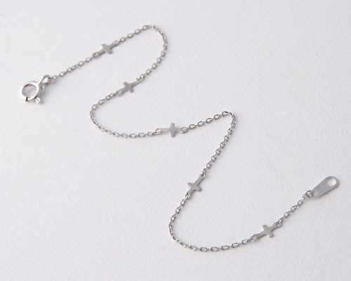 Sterling Silver Sideways Cross Chain Bracelet