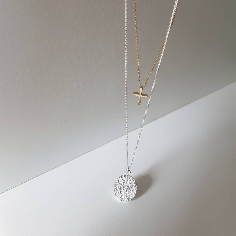Tiny Gold Cross Necklace Sterling Silver on kellinsilver.com