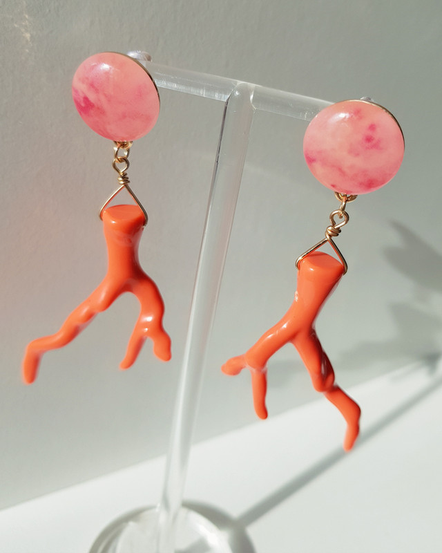 Coral Drop Earrings on kellinsilver.com