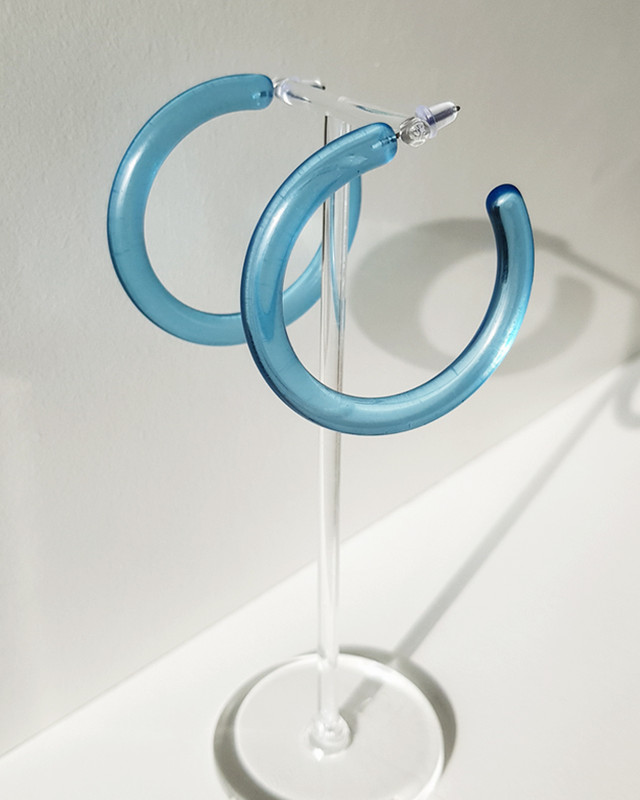 49mm Jelly Hoop Earrings in Blue on kellinsilver.com