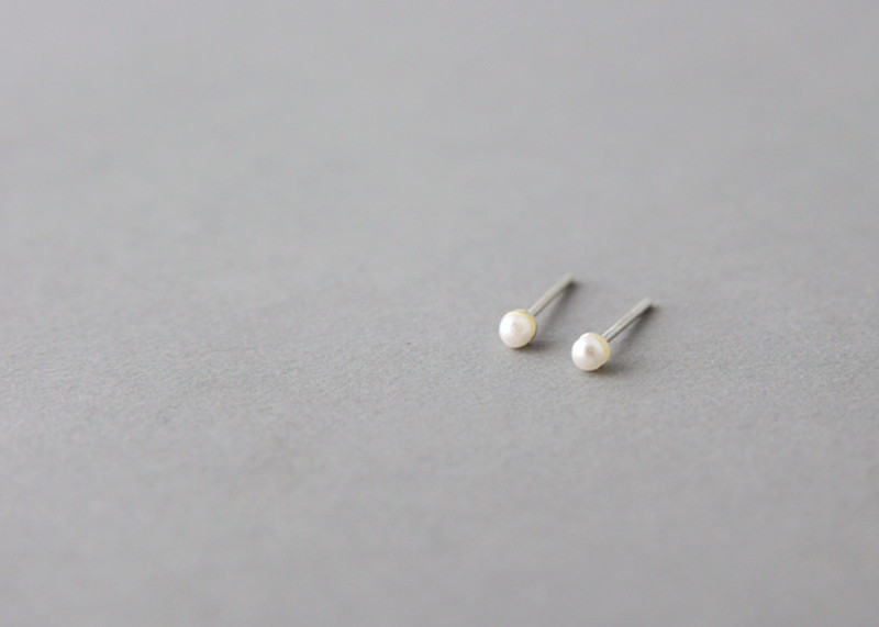 2mm Shell Pearl Stud Earrings Sterling Silver from kellinsilver.com