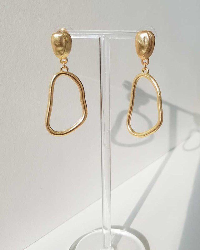 Lucie Geometirc Gold Earrings on kellinsilver.com