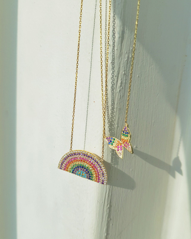 Rainbow Butterfly Necklace in Sterling Silver on kellinsilver.com