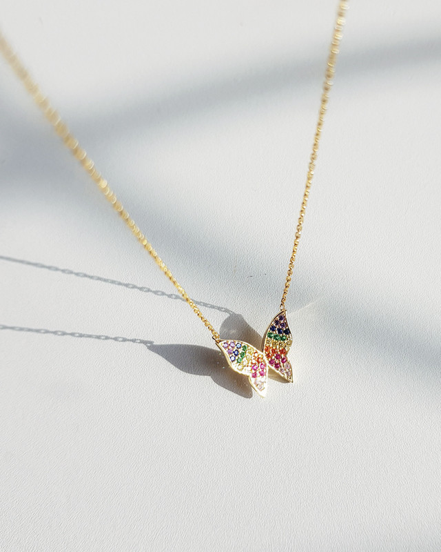 Rainbow Butterfly Necklace in Sterling Silver on kellinsilver.com