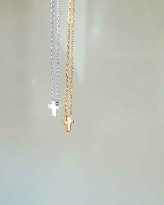 Gold Tiny Cross Necklace Sterling Silver on kellinsilver.com